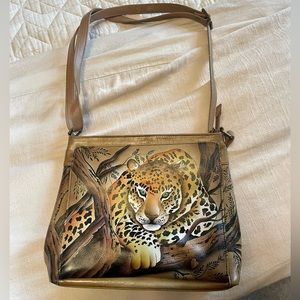 Anuschka African leopard tan cross body